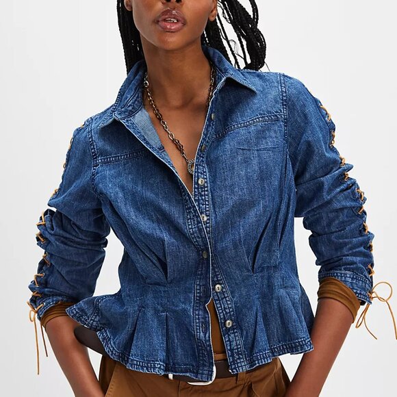 NEW Lala Lace Button Down denim for women - Picture 5 of 5